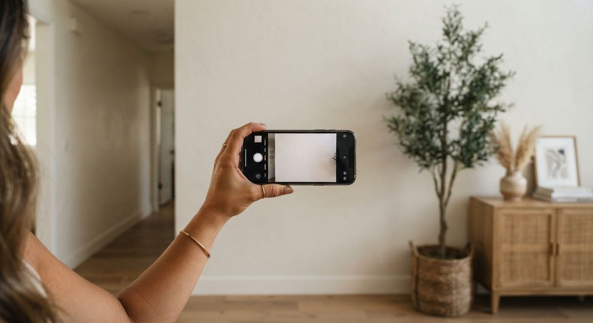 Photographing a wall straight on with a phone camera
